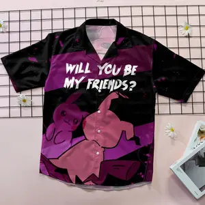 Hawaiian Shirt - Mimikyu Will You Be My Friends - 4B Silk Fabric - Unisex - Pokemon Graphic Design - Casual Shirt #hawaiianshirt #hawaiianshirts #Pokemon #Mimikyu
