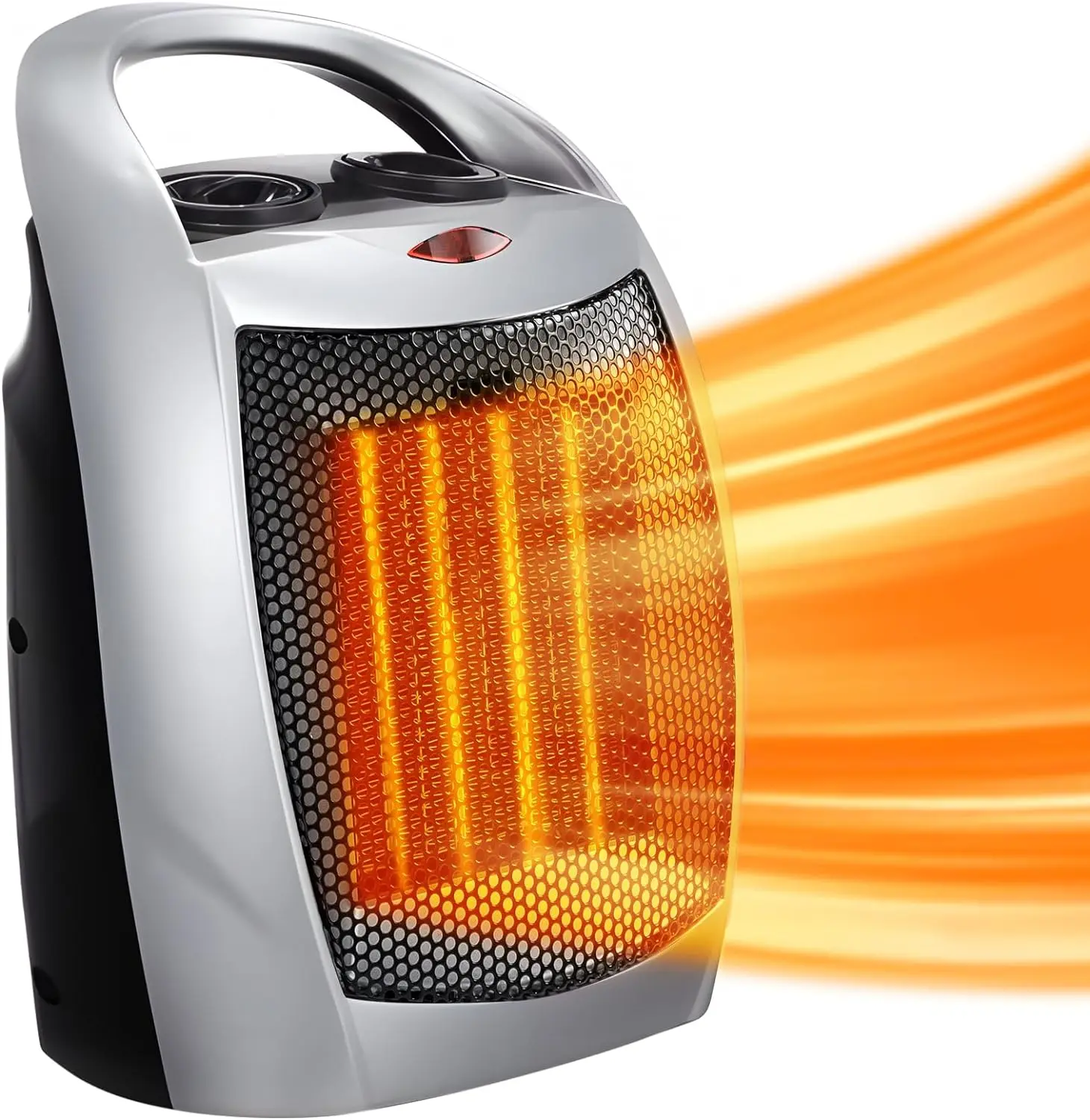 Ceramic Space Heater - 1500W/750W ETL Certified, Adjustable Heating Thermostat, Portable Electric Heater Fan for Home, Office (Silver)