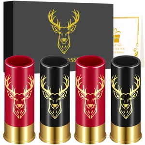 4 Deer Heads 1.5 Ounces - Reusable High-quality Plastic Bullet Cup, Suitable For Whiskey, Cocktails, And Wine, Perfect For Bars, Parties, And Gifts