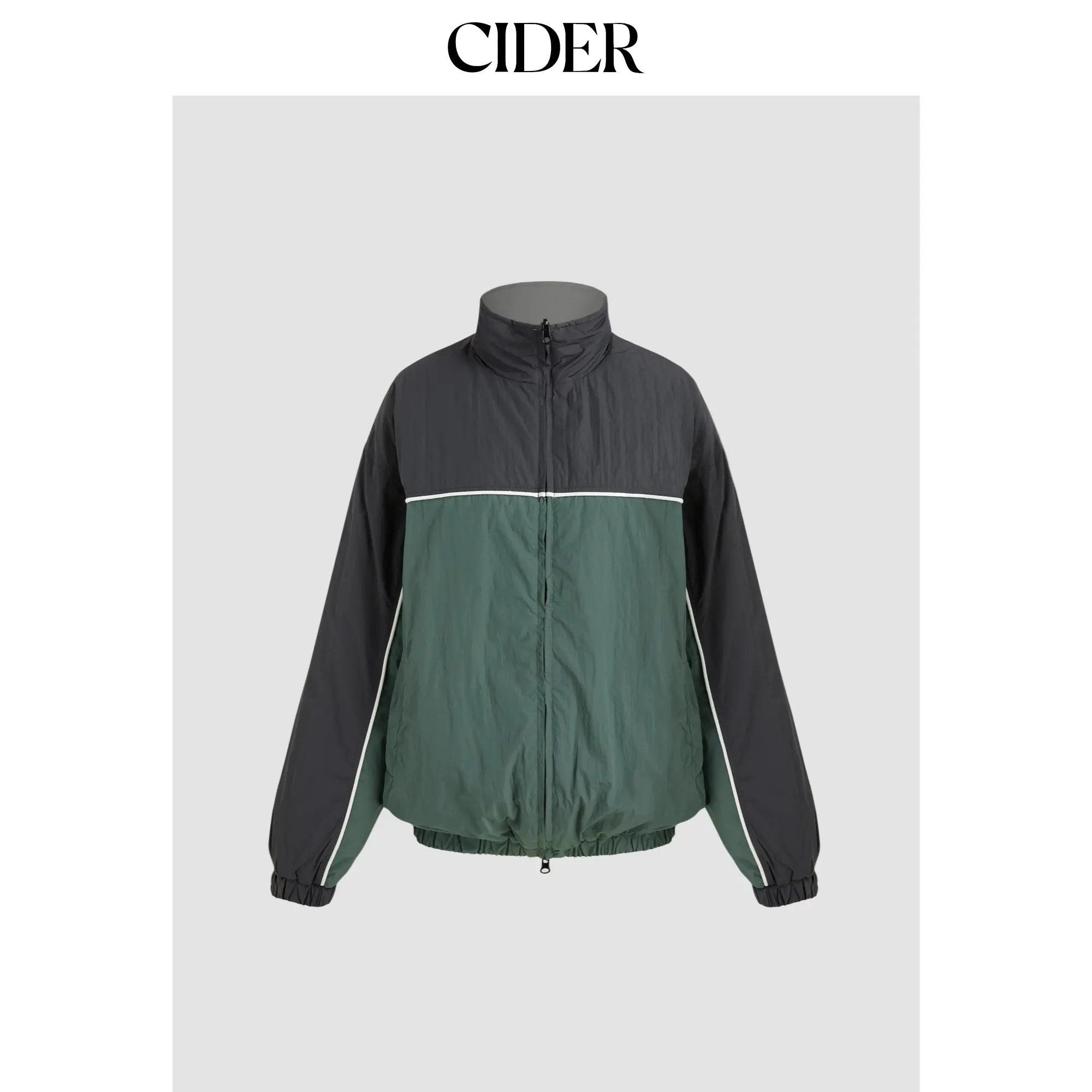 Cider [size 4-10] Stand Collar Patchwork Pocket Zipper Windbreaker