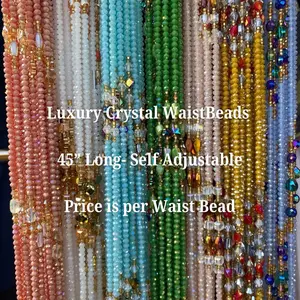 Crystal Waist Beads – Choose Your Color – Mini Crystal African Waist Beads – Tie-On (45”) – Waist Jewelry – Add to Cart, Buy Now – Price Per 1 Waist Bead