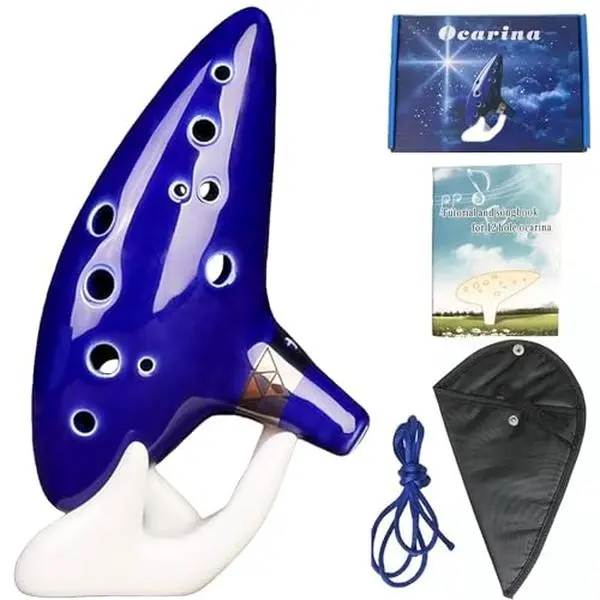 Ocarina Instrument Alto C 12 Hole Ocarina of Time Hand Tuned Ocarina Ceramic Zelda Instrument with Storage Bag for Adults Beginners