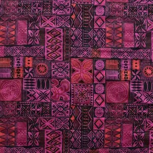 Traditional Polynesian Tapa design Polyester Fabric # 1 | Islands Fabric