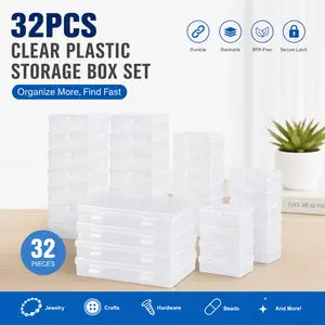32-Piece Storage Box with Lid, Small, Storage Container with Lid with 4 Different Sizes, Transparent Plastic Storage Box for Beads and Other Small Craft Items tiktokshopspringglowup