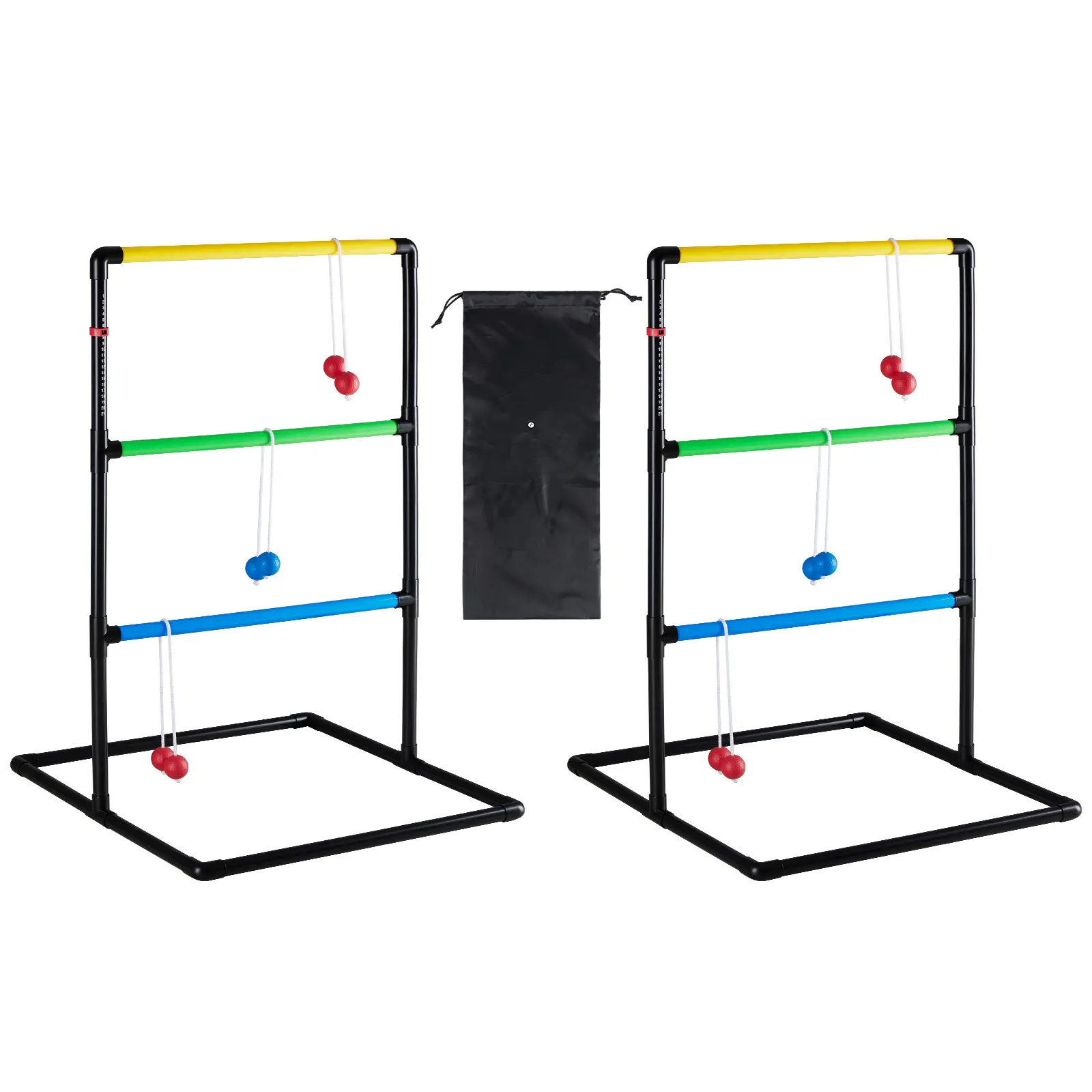 Ladder Tossing Game Set - Sports Collectible Balls Kit with 6 Soft Rubber Bolo Balls, Portable Carrying Case, Indoor-Outdoor Family Lawn Game for Adults & Kids
