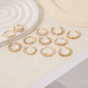 Women's Toe Rings Set 12 Pcs Silver Plated Copper Hypoallergenic Simple Open Adjustable Band Stackable Summer Beach Foot Jewelry