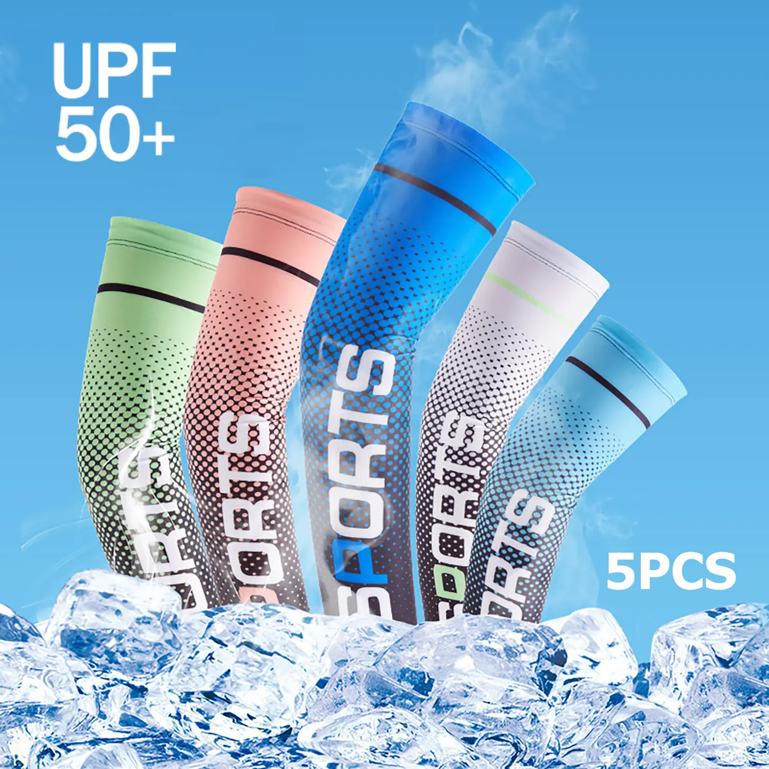 5 Pairs of Premium Cooling UV Protection Arm Sleeves - Breathable, Moisture-Wicking, and Quick-Drying for Summer Outdoor Activities, Sports, and Fitness - Plain Color, Comfortable, and Versatile Arm Cuffs