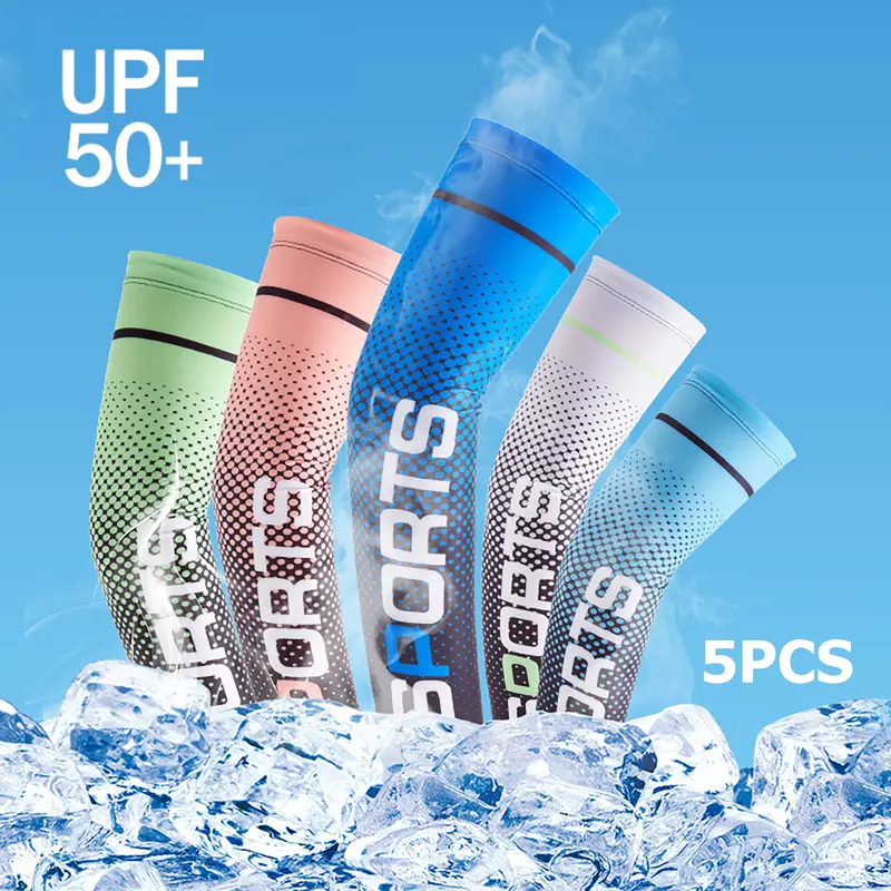 5 Pairs of Premium Cooling UV Protection Arm Sleeves - Breathable, Moisture-Wicking, and Quick-Drying for Summer Outdoor Activities, Sports, and Fitness - Plain Color, Comfortable, and Versatile Arm Cuffs