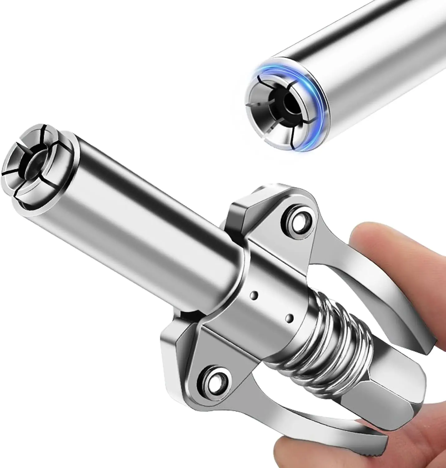 Double Handle Self-Locking Grease Machine Coupling, 10000 PSI Quick Release Nozzle, Anti-Rust Power Tool Accessory for Automotive Repair, Industrial Equipment, Transmission Systems & Trucks