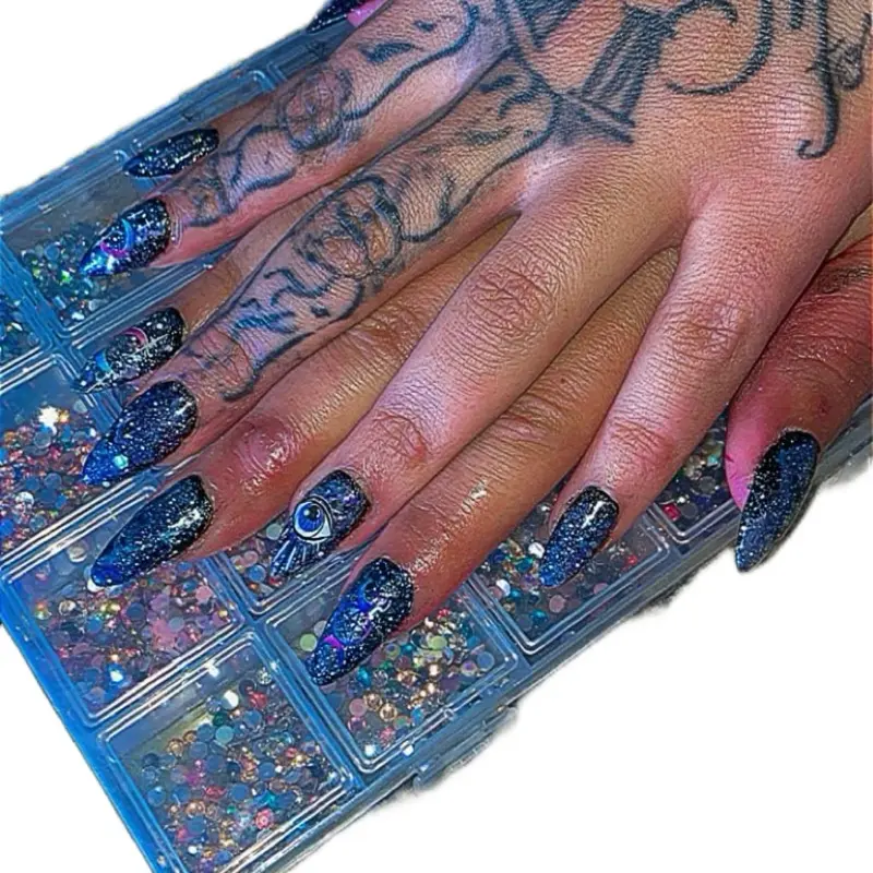 Press on Nails Any Design with Glitter Accents and Unique Patterns for Stylish Manicures