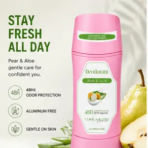 Flora Ruby Natural Deodorant Stick Pear & Aloe Scent - Aluminum-Free, Alcohol-Free, 48H Protection
