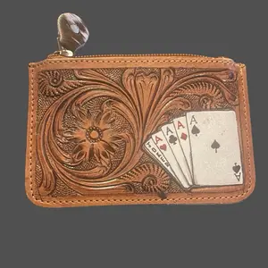 Tooled, Leather Cow Hide Coin Pouch