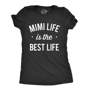 Womens Mimi Life Is The Best Life T shirt Funny Cute Tee for Grandma Mothers Day Funny Womens T Shirts Cute Vintage Fashion Casual Ladies T-Shirt Gift Mother's Day Tops for Women Funny Grandma Top Women's Black