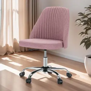 Modern Cute Armless Office Chair with Wheels, Adjustable Swivel Padded Fabric for Home & Office, Comfortable Back Seat, Durable Frame, Up to 250 lbs Weight Capacity