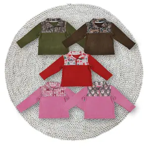 Baby Girls Long Sleeve Sherpa Pink Bows Quarter Zip Pullovers Tops Kids Hunting Brown and Olive Green Camo Cozy Soft Fall Outdoor Adventures Toddler Clothes