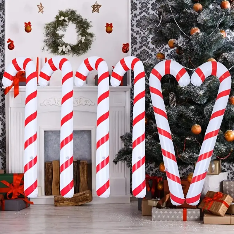 4-piece set - Christmas inflatable walking stick. Christmas inflatable toy for creating festive atmosphere. New Year decoration items.