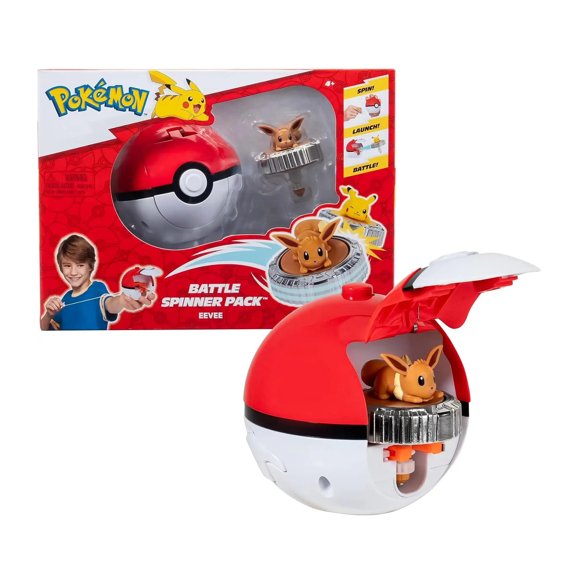 Pokemon Battle Spinning Top and Poke Ball Launcher| Eevee