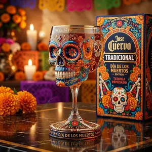 Day of the Dead Collector Goblet – Limited Edition Art Glass, Skull Decanter, Perfect Gift Idea, Collectible Goblet
