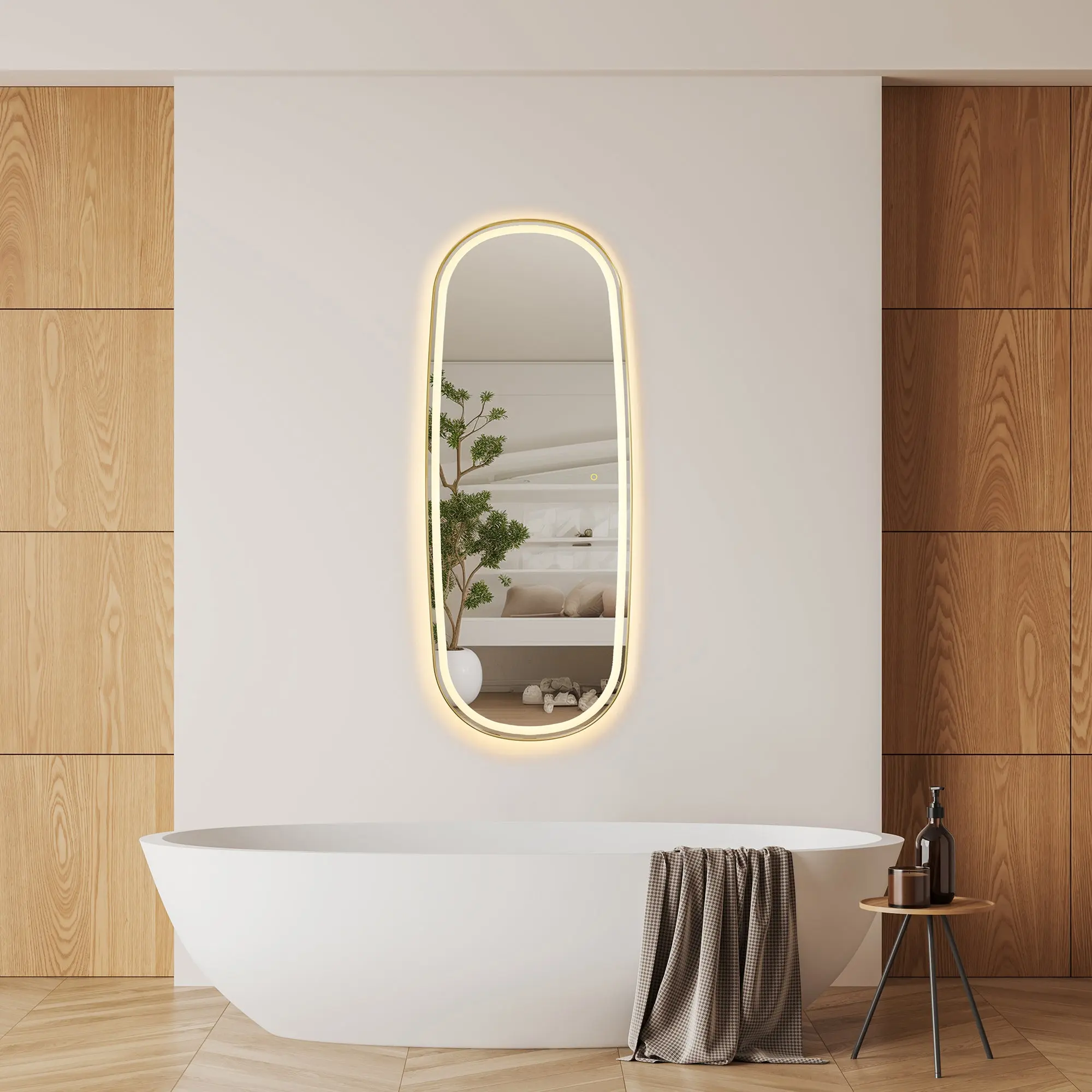 Cellini 26"x65" Rectangular Anti-Fog Dimmable Modern Bathroom/Dressing LED Lighted Wall Mirror in Aluminum Framed