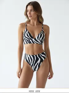 KEESE LEESE Women's Zebra Print Bikini Swimsuit