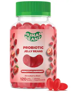 Probiotic Jelly Bean Gummies for Men and Women, Probiotic Supplements for Digestive Health, Nutritional Vegetarian Supplements, 120 Strawberry Blast Jelly Beans, Kosher