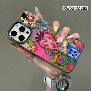 Compatible for iPhone 17 16 E Pro Max 15 Plus 14 13 12 11 XR XS Case Screen Protector Colorful Mexican Collage Shockproof Military Grade Protection