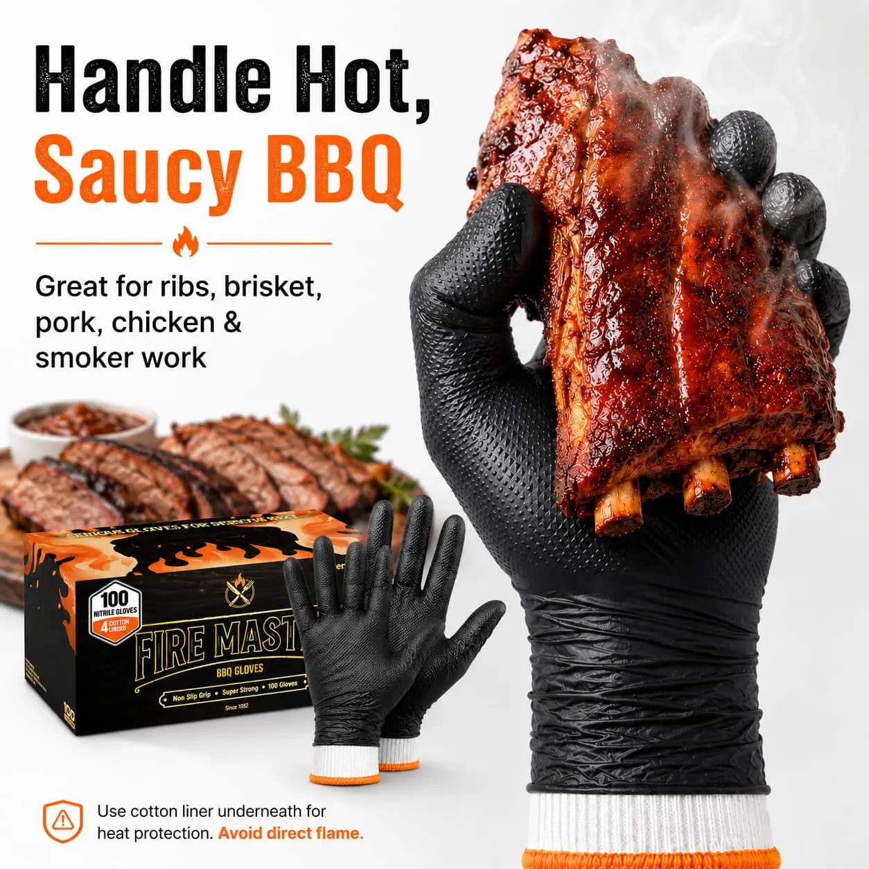 Disposable BBQ Gloves With Heat Protection Liners Perfect for grilling, fathers day, smoking meats, gloves for the grill Thick Cleaning Textured Diamond Automotive
