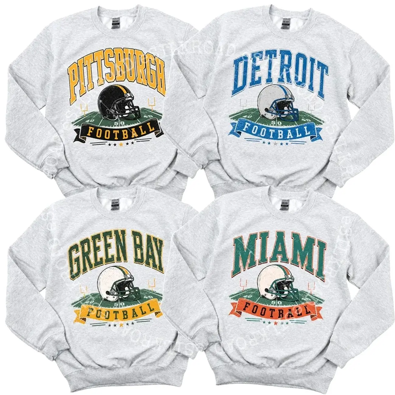 Vintage 90s All Team Football Sweatshirt - Ash Grey Color Retro 1960s Cowboy Game Day Crewneck, Unisex Pullover for Men and Women, Soft Cotton Blend Fan Gift, Classic Sportswear for Football Lovers - SR DWG