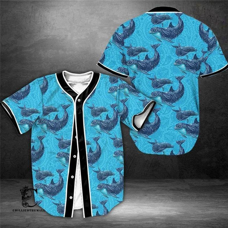 Dolphin Paisley Baseball Tee Jersey Shirt