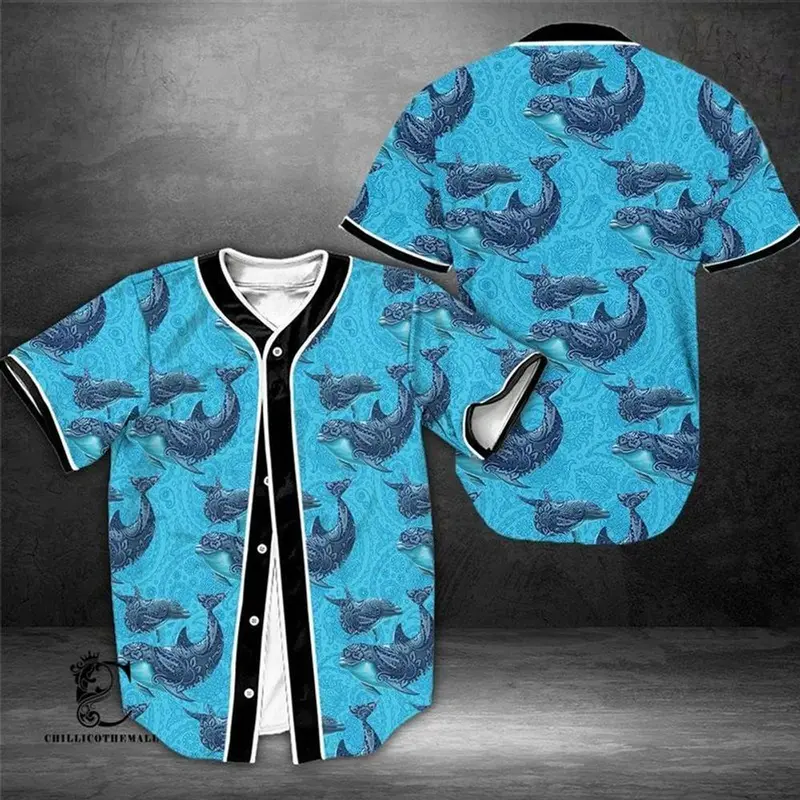 Dolphin Paisley Baseball Tee Jersey Shirt