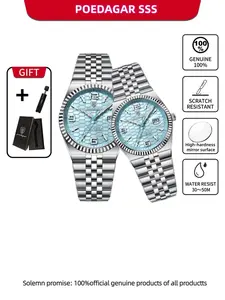 POEDAGAR fashionable and exquisite couple watch, waterproof stainless steel quartz watch, casual and elegant watch, fashionable wristwatch, the best gift for your partner, Modern Waterproof Watch, Modern Trendy Watch
