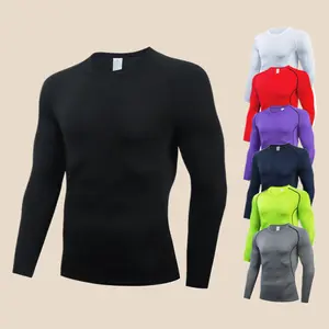 European and American Fitness Clothing Men's PRO Quick-Dry T-Shirt Running Elastic Compression Shirt Tight-Fitting Marathon Training Sportswear