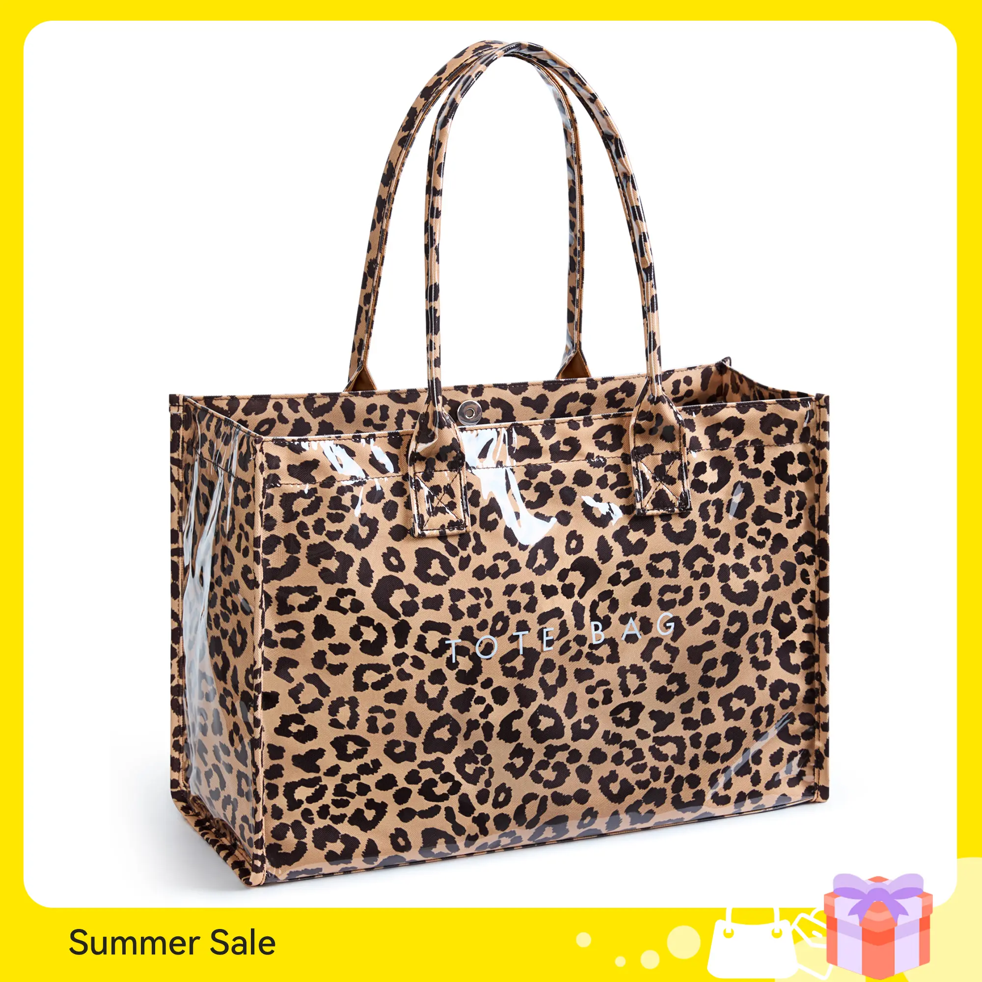 KALIDI PVC Tote Bag for Women, Waterproof Large Capacity Work & Beach Tote, Kraft Paper Shoulder Handbag with Top Handle for Travel & Everyday Use