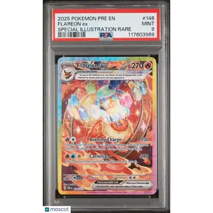 2025 Pokemon—Flareon EX #146 Prismatic Evolutions— SIR PSA 9