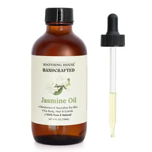 Handcrafted Jasmine Body Oil with Jojoba Oil and Sweet Almond Oil for Moisturizing Dry Skin, Hair, Foot, Leg, Hands, Nail and Cuticle Body Care Coconut Hydrating Moisturizer Avocado Gentle Olive Scent Radiant