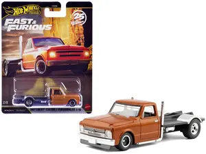 1967 Chevrolet C-10 Custom Bedless Truck Orange Metallic "Furious 7" (2015) Movie Diecast Model Car by Hot Wheels