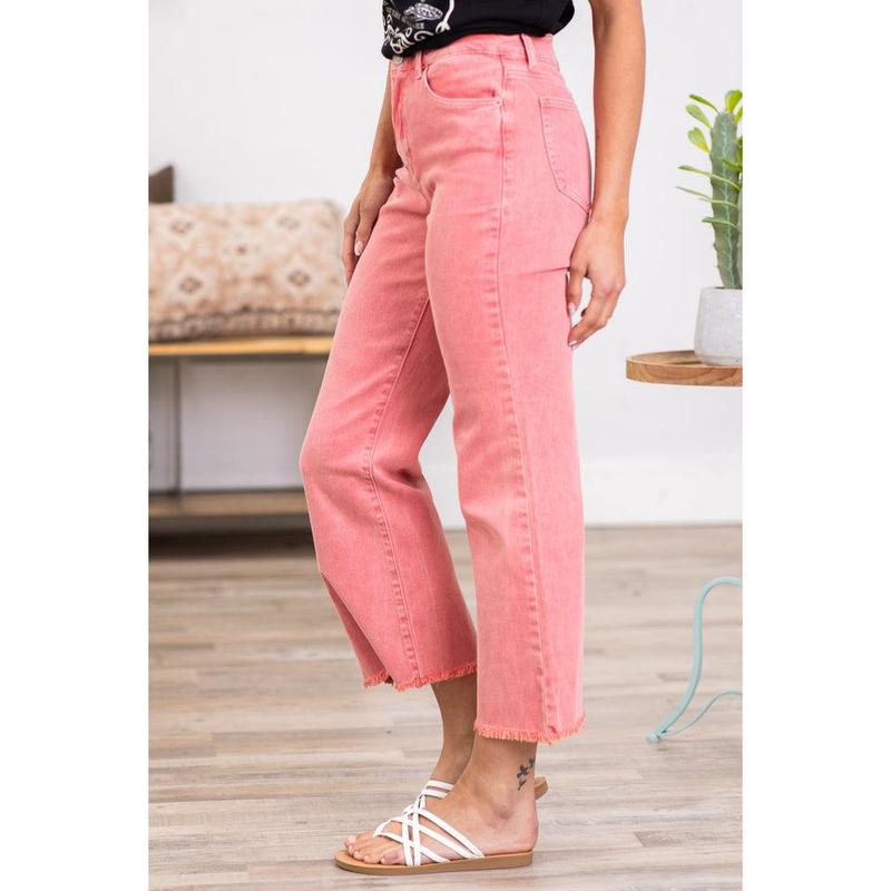 ***DOORBUSTER*** It's About Time 2 Colored Denim Wide Leg Jeans in Ash Pink