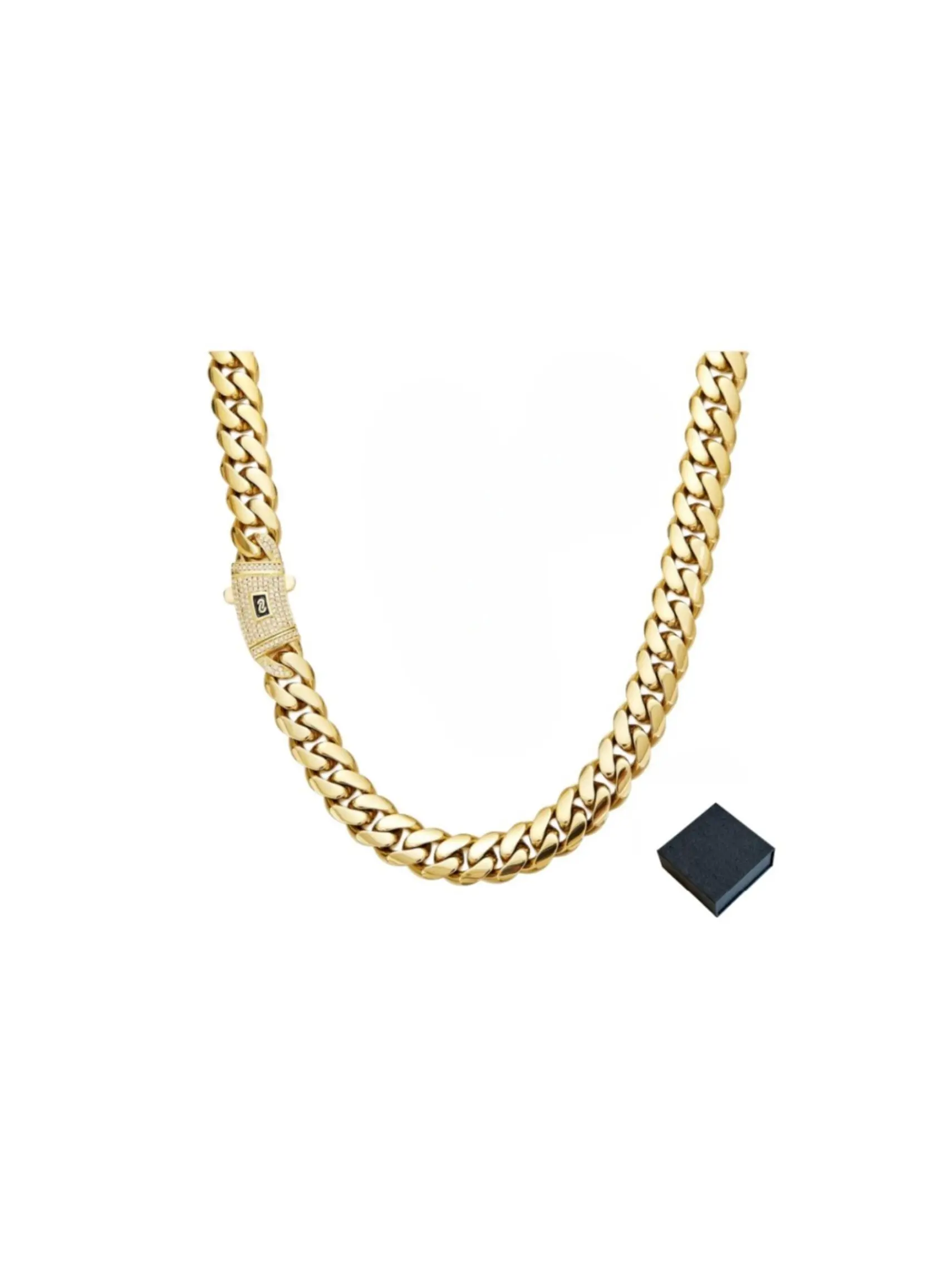 Tech Anti-Rust Jewelry Set, Cuban Style Bracelet and Necklace, Waterproof, Low Allergy, 6-14mm, Classic Shimmer, Suitable for All