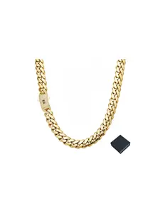 Technology Anti-Rust Jewelry Set, 14k Gold Plated Cuban Chain, Waterproof Low Allergy, 6-14mm Size, Classic Sparkle, Suitable for Any Style