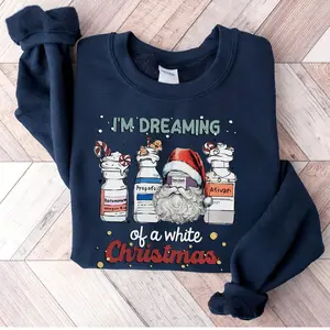 I'm Dreaming of A White Christmas Sweatshirt, ICU Crew Christmas Sweatshirt, Funny Icu Nurse Sweater, Holiday Gift For Women, Xmas Nurse Gifts, White Christmas Sweatshirt For ICU Nurse, CRNA Xmas Tshirt, Pharmacist Tech Micu Sicu Cvicu Tee Gift