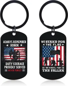 Veterans Day Keychain - Military Retirement Gift for Men, Thank You Appreciation for Army Navy Air Force, USA Flag Key Chain Ring for Decorations