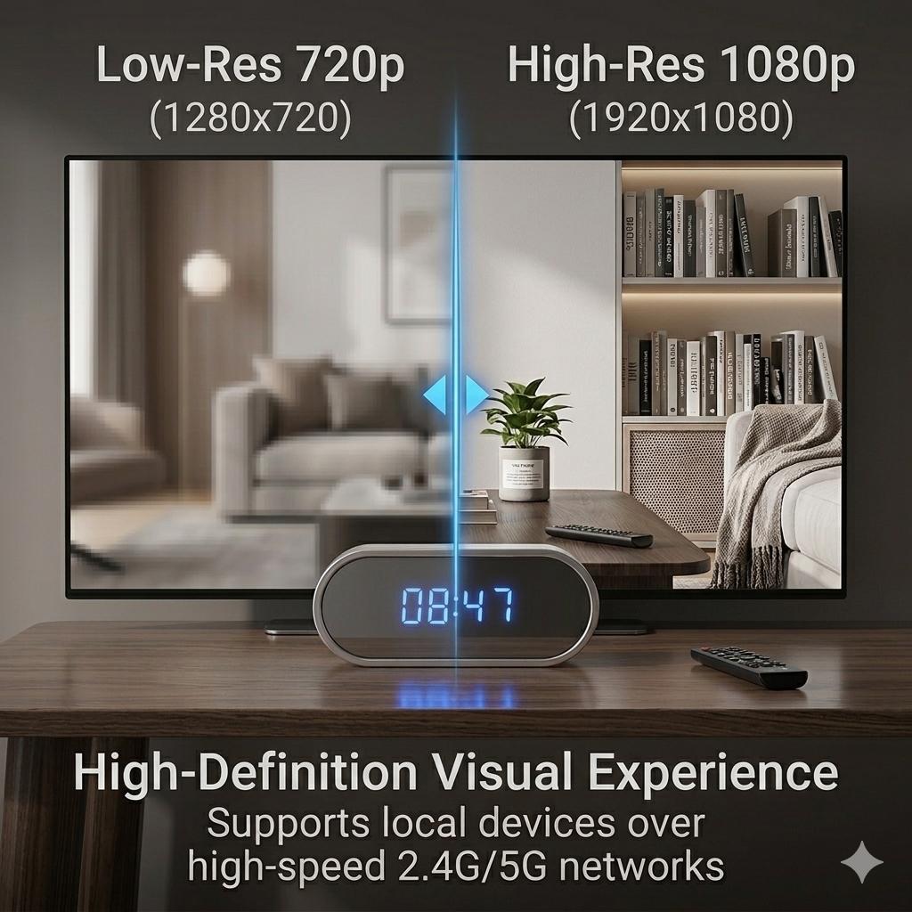 Camera with smart digital clock and dual-band WiFi (5 GHz and 2.4 GHz) | Home security system and real-time monitoring