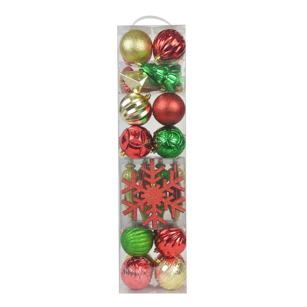 212 MAIN Shatterproof Christmas Ornaments Gift Pack - 40-Pcs Rustic Mixed Color Assorted Style Balls, Indoor Safe Farmhouse Holiday Decoration with Storage Box for Engagement, Anniversary