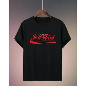 Clever Faith & Pop Culture Mashup Top - 'Enjoy Jesus’ in Vintage Soda Script for a Thought-Conversation Street Style,Four-season casual short-sleeved T-shirt, sports T-shirt, sport and casual wear, home and casual wear.