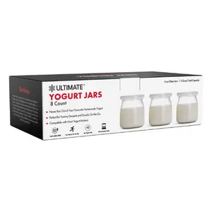 Ultimate Yogurt Jars - 8 Count Small Glass Cups with Lids -  Yogurt Maker Not Included - BPA Free, Airtight & Dishwasher Safe - Perfect Kitchen Storage for Yogurt, Pudding & More - Canister