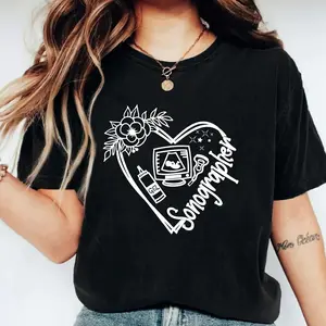 Sonographer T-Shirt, Ultrasound Tech Shirt, New Sonography Student Gift Tee, Floral Heart Ultrasound Tee.