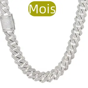 ⑧⑤SPACEICE Moissanite ice-out Cuban Link Chain | Solid metal Base | 15mm & 19mm Widths | Gold-Tone Hip Hop Necklace for Men Women