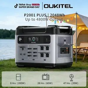 OUKITEL P2001 2048Wh Portable Power Station for Camping RV Mini Fridge Projector Grill Folding Panel 1-Hour Fast Charge for Camping & Emergency Power travel