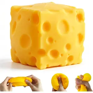 Cheese Squishy Toy Slow Rising, Soft Squishy Cheese Block Squeeze Fidget Toy, Mini Stress Relief Sensory Toy for Kids Adults, Cute Desk Toy Gift (1PCS)