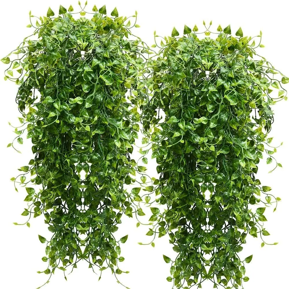 Artificial Hanging  4 count 33-in  Hanging  Faux Ivy Vine Leaves UV Resistant Plastic Wall Greenery  for Indoor Outdoor Home Garden Wedding Jungle Party Patio Office Shelf Decor